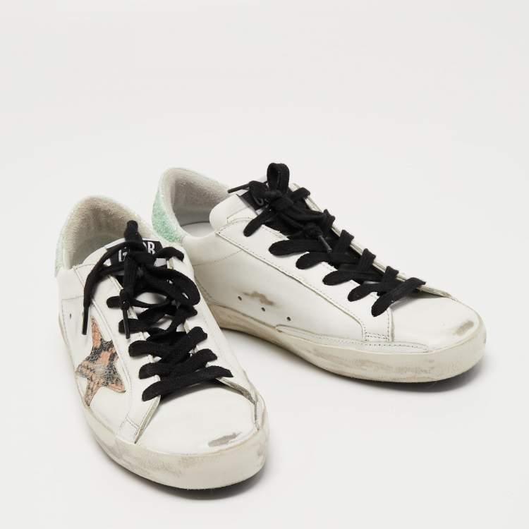 Pre Owned Golden Goose White Leather Super Star Sneakers Size 36