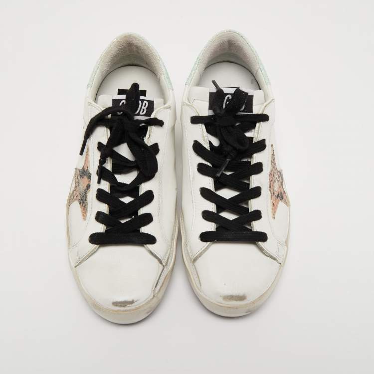 Pre Owned Golden Goose White Leather Super Star Sneakers Size 36
