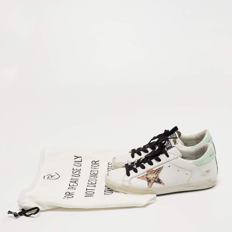 Pre Owned Golden Goose White Leather Super Star Sneakers Size 36