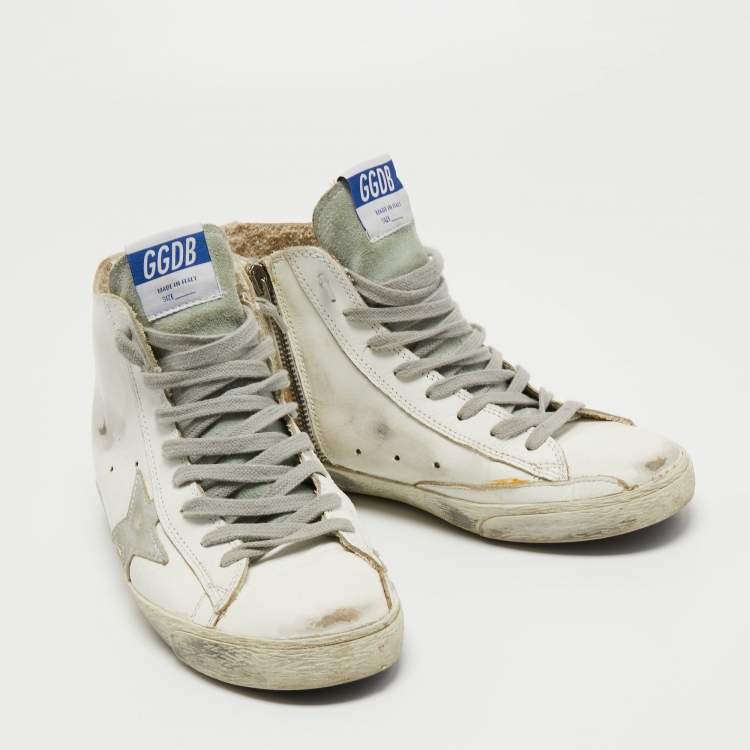 Pre Owned Golden Goose White Leather Francy Sneakers Size  37