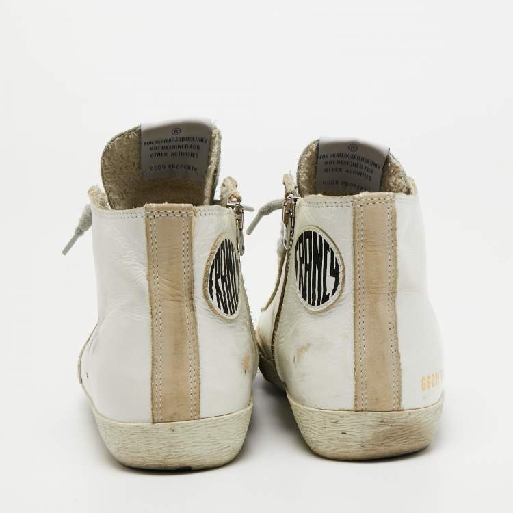 Pre Owned Golden Goose White Leather Francy Sneakers Size  37