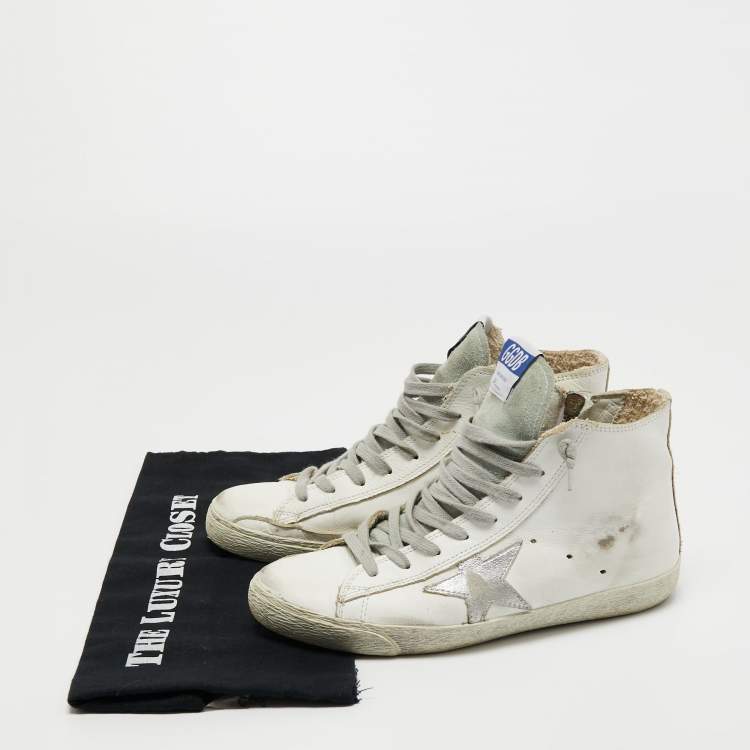 Pre Owned Golden Goose White Leather Francy Sneakers Size  37