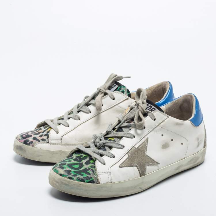 Women's Super-Star in white leather with gray suede star