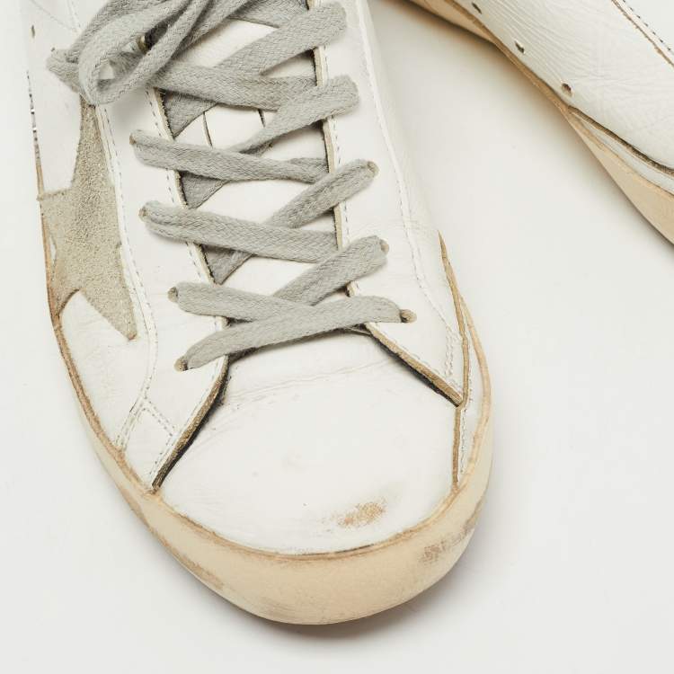 Pre Owned Golden Goose White Leather Superstar Low Top Sneakers Size 37