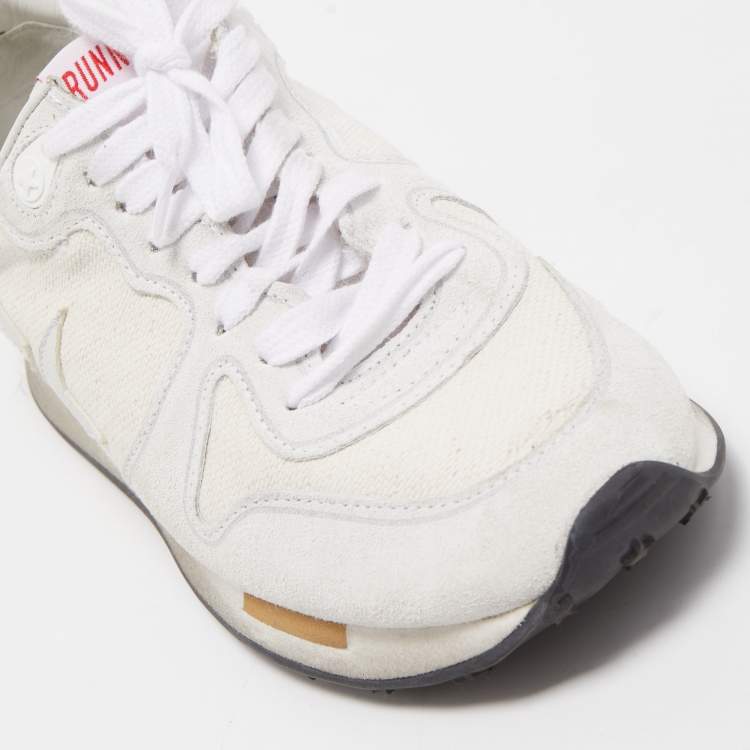 Pre Owned Golden Goose White/Grey Suede and Canvas Running Sneakers Size 38