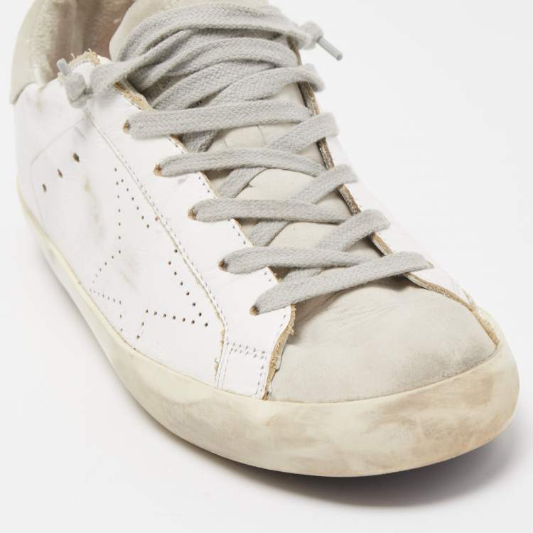 Pre Owned Golden Goose White Leather Superstar Sneakers Size 38