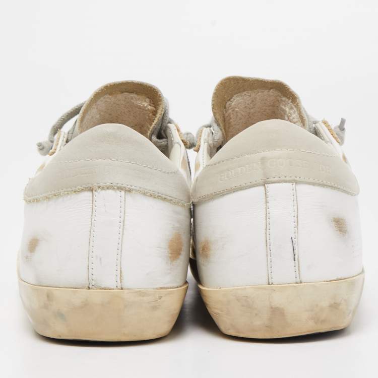 Pre Owned Golden Goose White Leather Superstar Sneakers Size 38