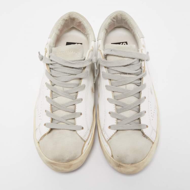 Pre Owned Golden Goose White Leather Superstar Sneakers Size 38