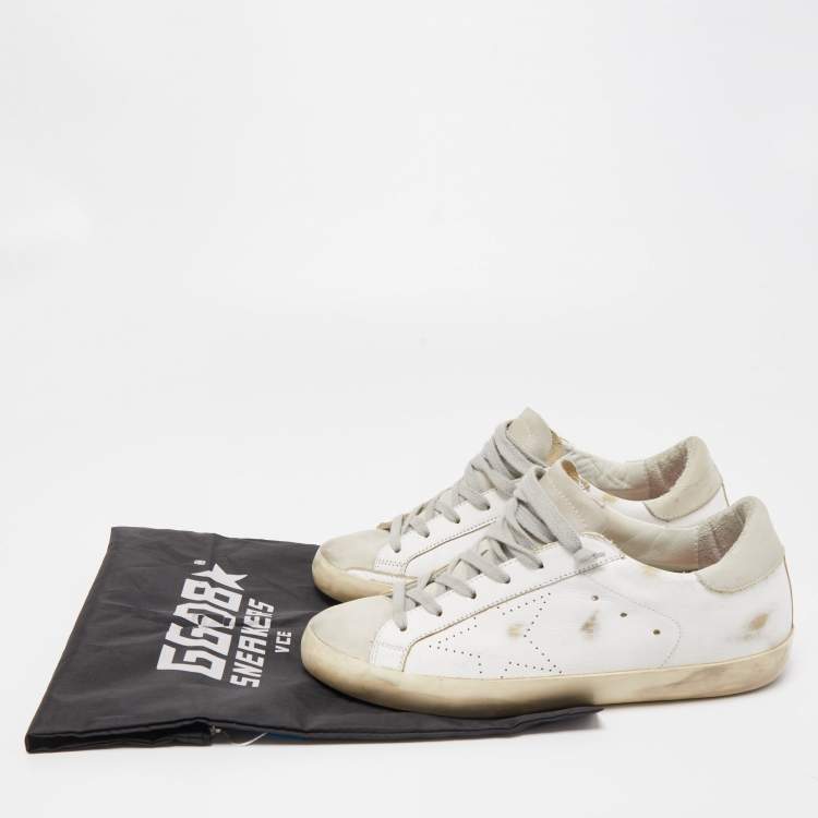 Pre Owned Golden Goose White Leather Superstar Sneakers Size 38