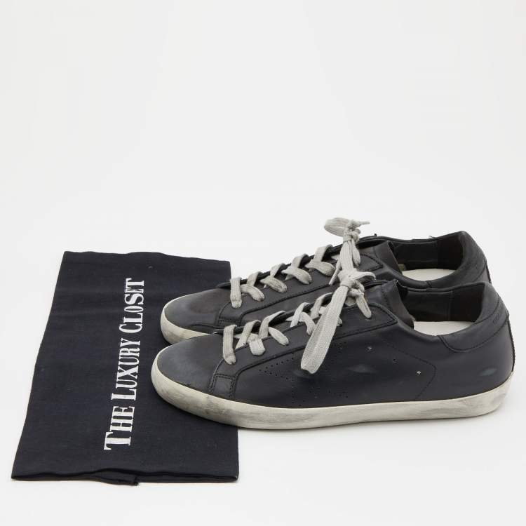 Pre Owned Golden Goose Black Leather Superstar Sneakers Size 39