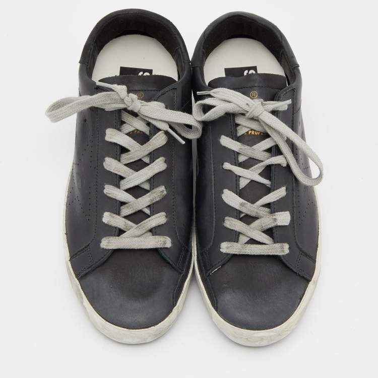 Pre Owned Golden Goose Black Leather Superstar Sneakers Size 39