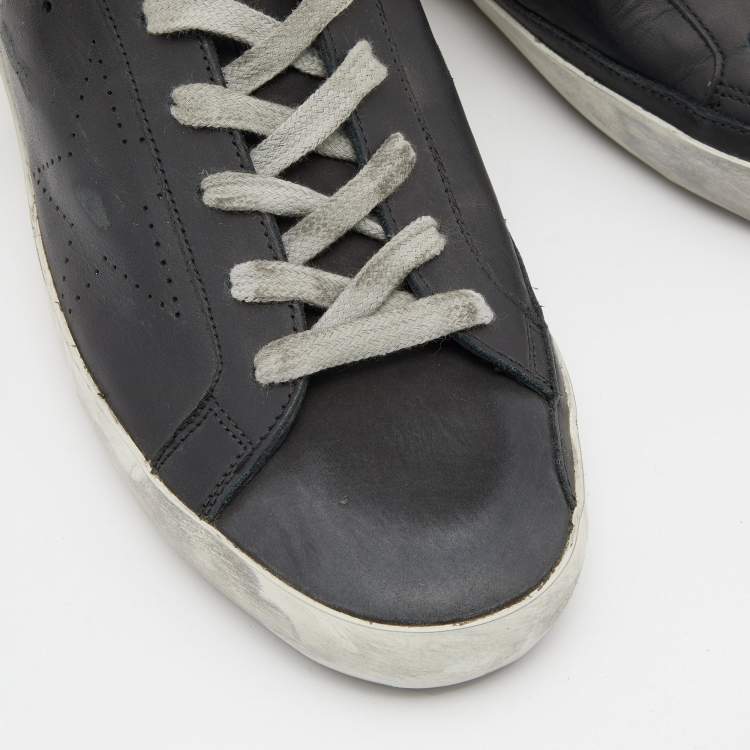 Pre Owned Golden Goose Black Leather Superstar Sneakers Size 39