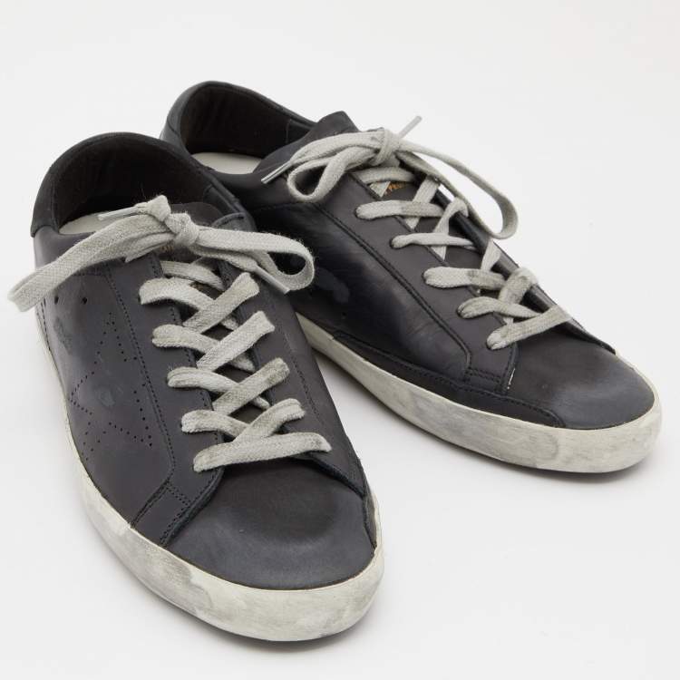 Pre Owned Golden Goose Black Leather Superstar Sneakers Size 39