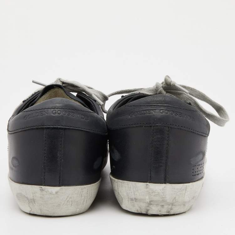Pre Owned Golden Goose Black Leather Superstar Sneakers Size 39