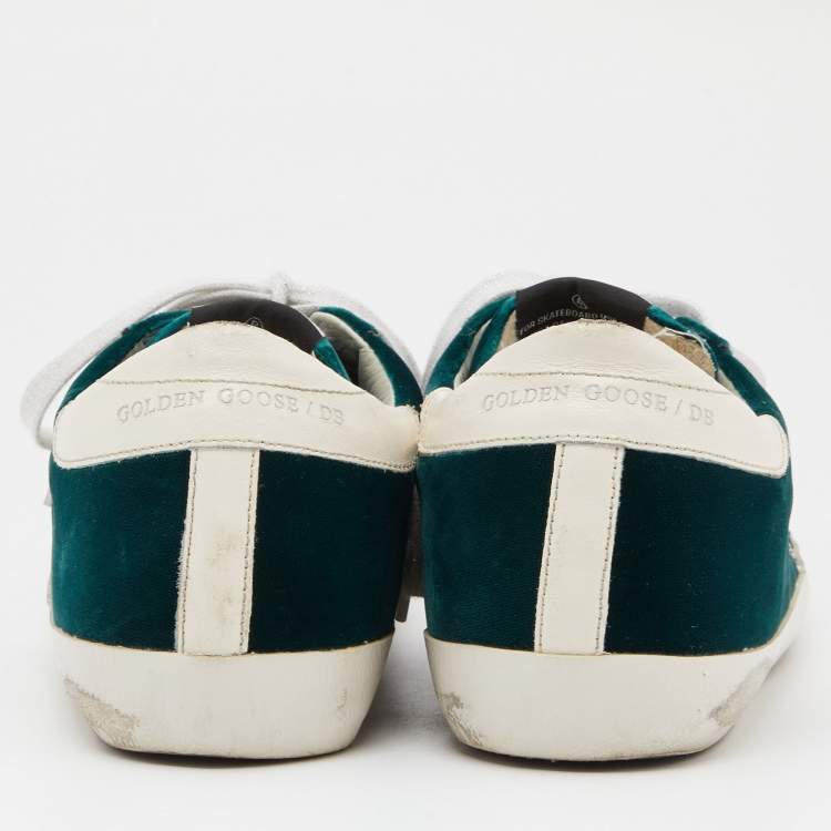 Pre Owned Golden Goose Green Velvet Superstar Sneakers Size 40