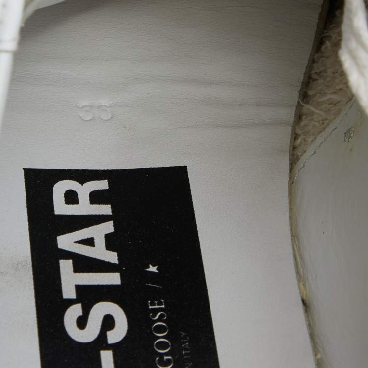 Pre Owned Golden Goose White Leather Pure Star Sneakers Size 36