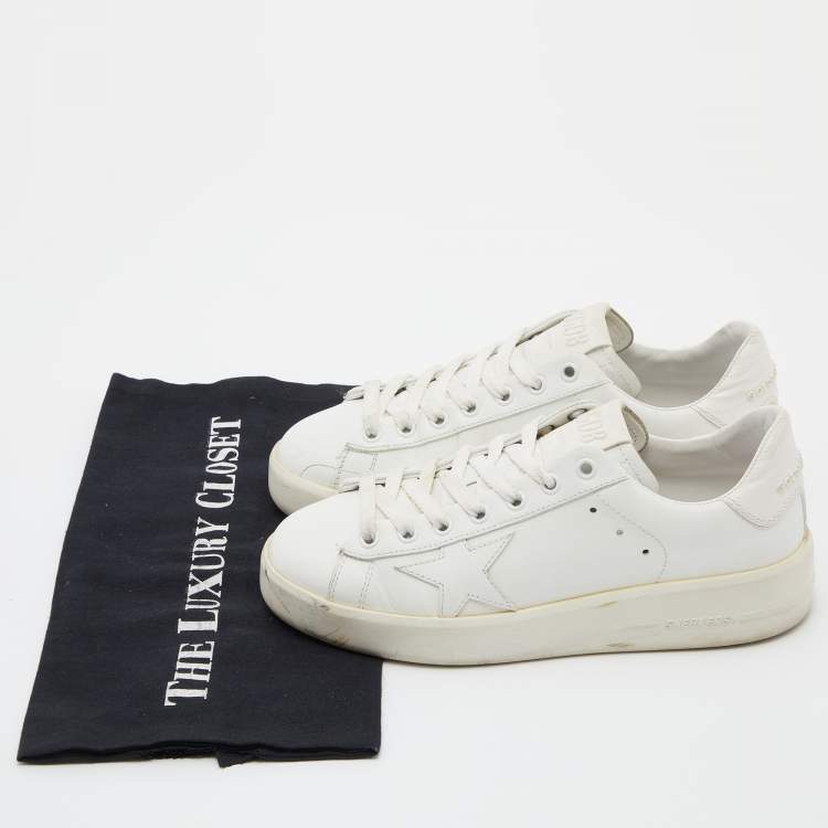 Pre Owned Golden Goose White Leather Pure Star Sneakers Size 36