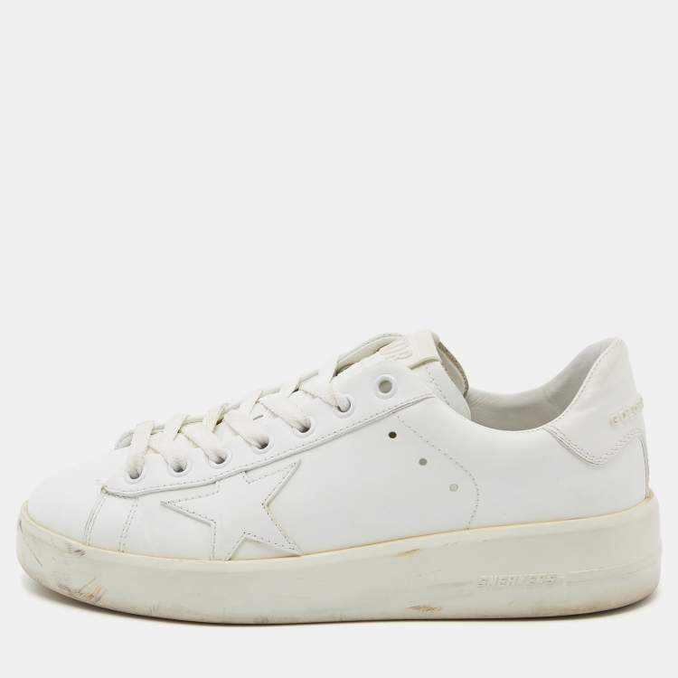 Pre Owned Golden Goose White Leather Pure Star Sneakers Size 36