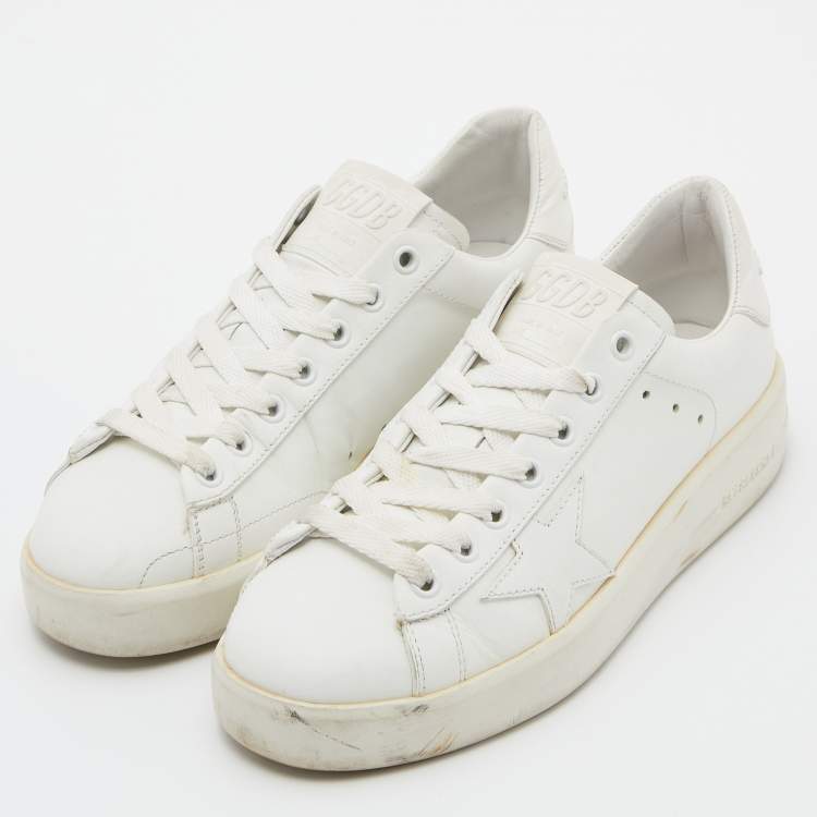 Pre Owned Golden Goose White Leather Pure Star Sneakers Size 36