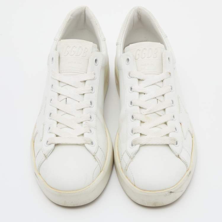 Pre Owned Golden Goose White Leather Pure Star Sneakers Size 36