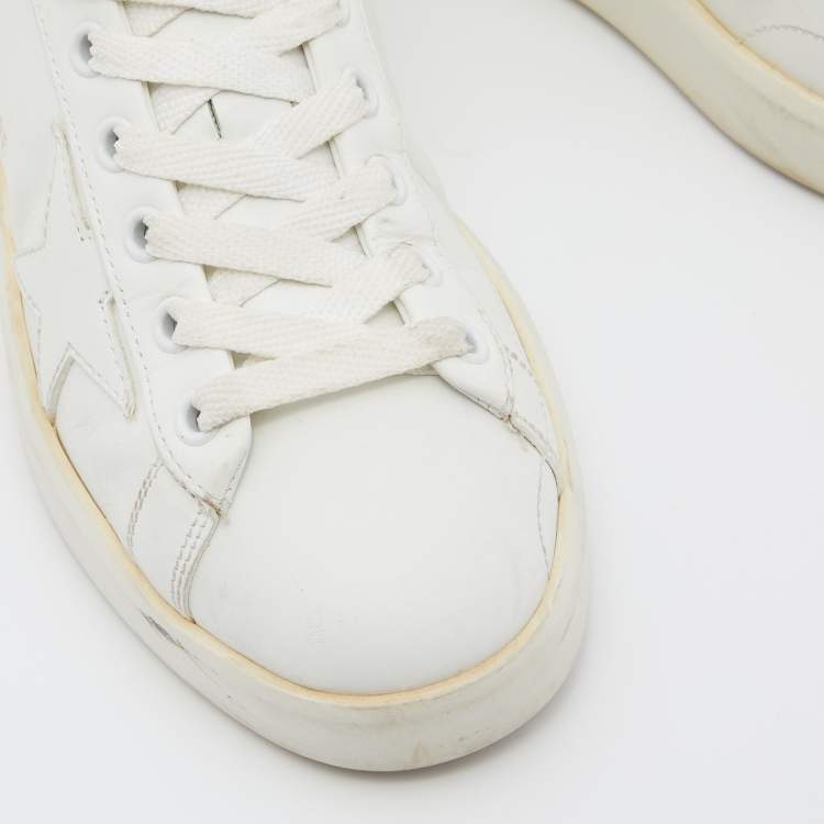 Pre Owned Golden Goose White Leather Pure Star Sneakers Size 36