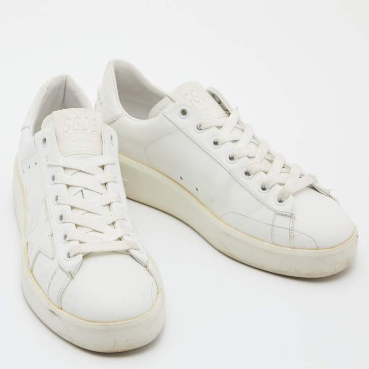 Pre Owned Golden Goose White Leather Pure Star Sneakers Size 36