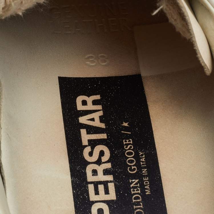 Pre Owned Golden Goose White/Pink Leather and Suede Superstar Sneakers Size 38