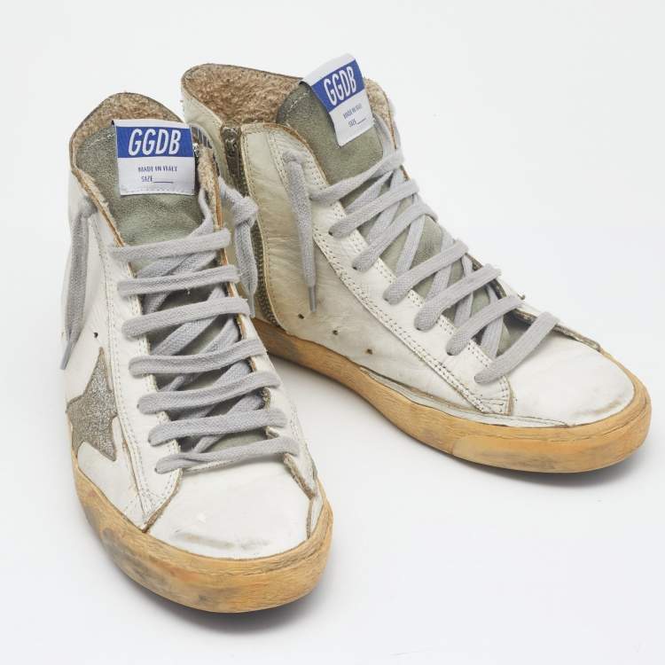 Pre Owned Golden Goose White Leather Francy Sneakers Size 37