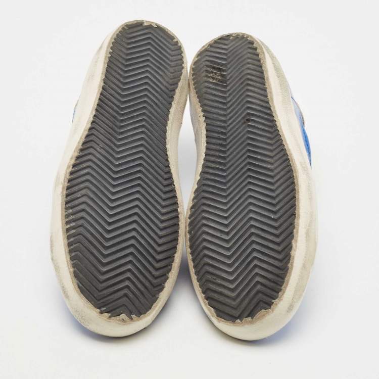 Pre Owned Golden Goose Metallic Blue Leather Superstar Sneakers Size 38