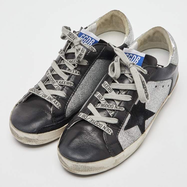 Women's Super-Star sneakers in silver leather