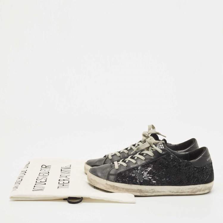 Pre Owned Golden Goose Black Leather Superstar Sneakers Size 39