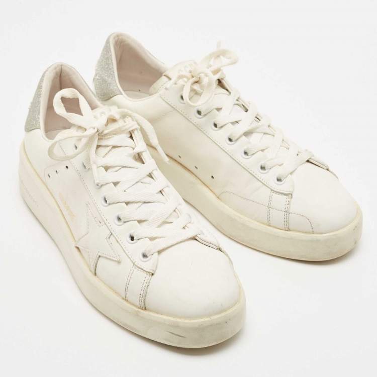 Pre Owned Golden Goose White Leather Superstar Low Top Sneakers Size 39