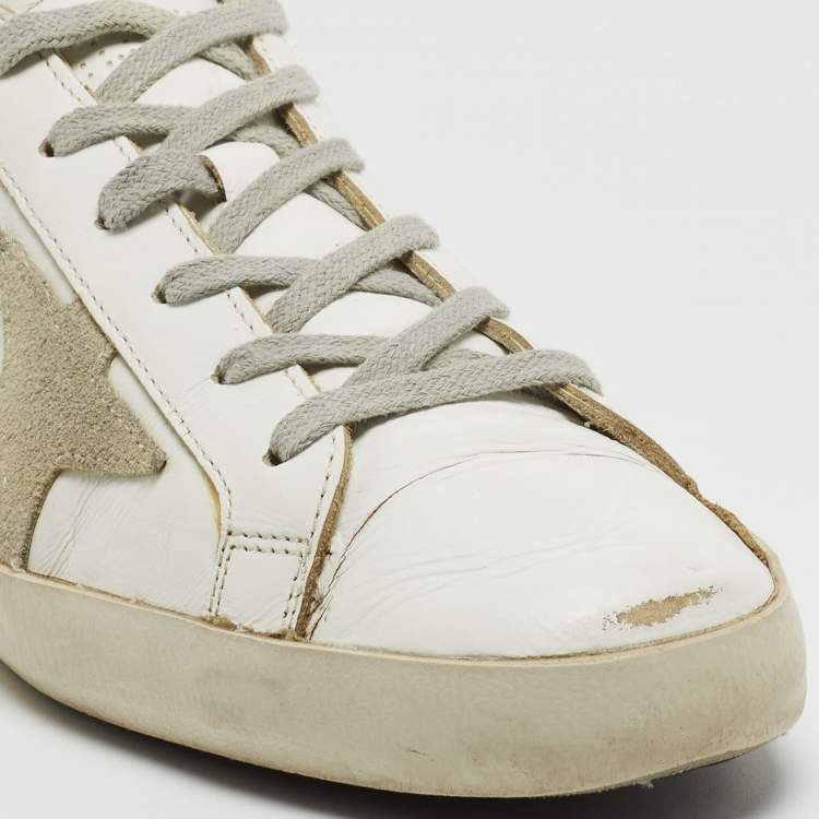 Pre Owned Golden Goose White Leather Superstar Low Top Sneakers Size 39