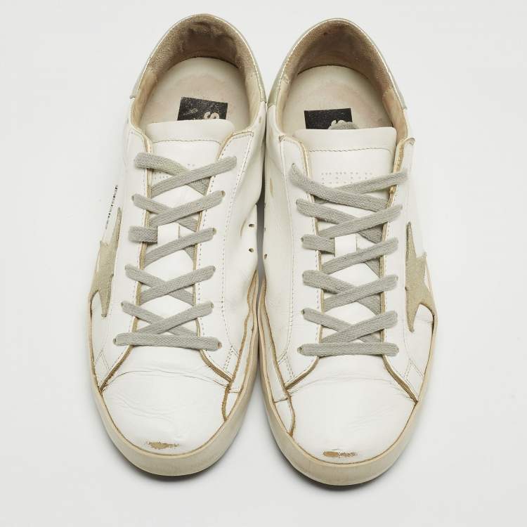 Pre Owned Golden Goose White Leather Superstar Low Top Sneakers Size 39