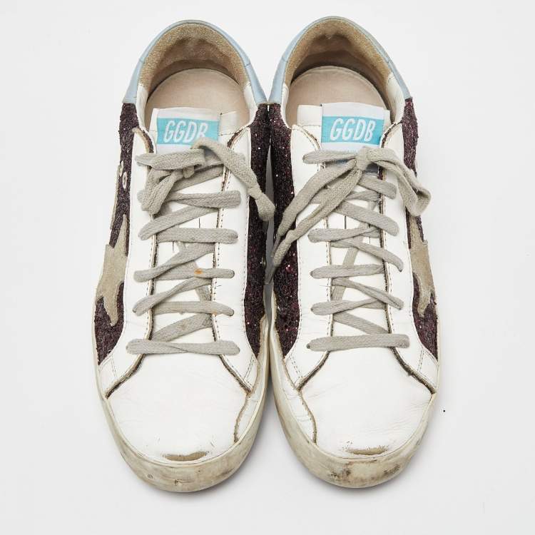 مملوكة مسبقًا Golden Goose Multicolor Leather and Glitter Hi Star Sneakers Size 40