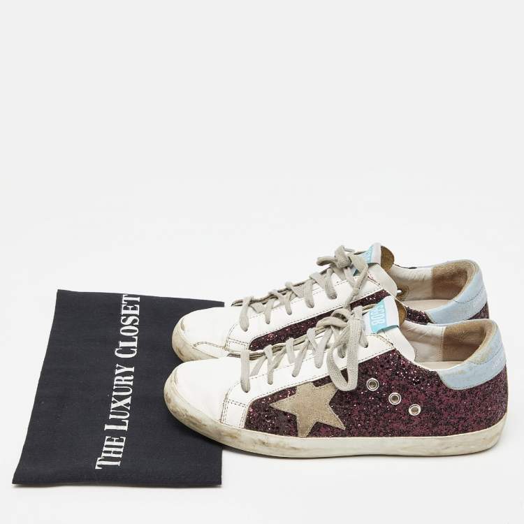 مملوكة مسبقًا Golden Goose Multicolor Leather and Glitter Hi Star Sneakers Size 40