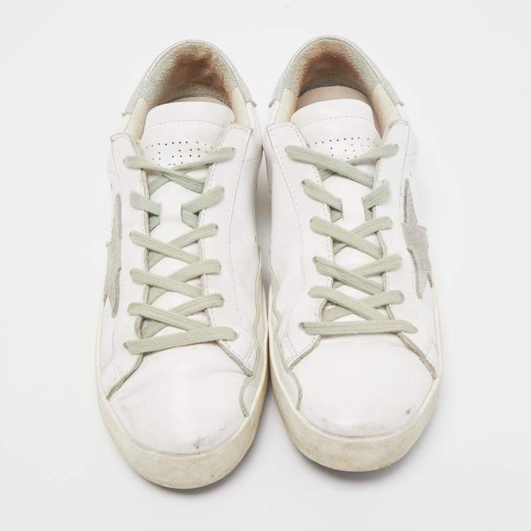 Pre Owned Golden Goose White Leather Superstar Sneakers Size 37