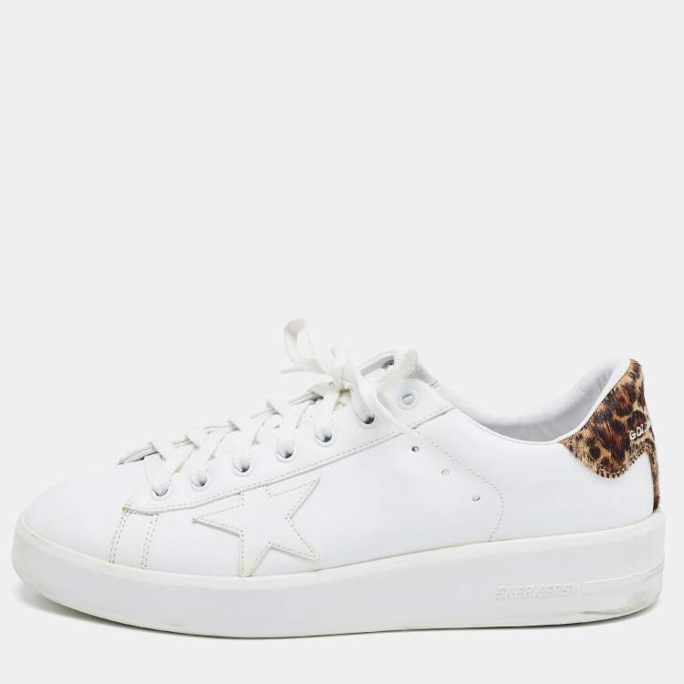 Pre Owned Golden Goose White Leather and Calf Hair PureStar Sneakers Size 41