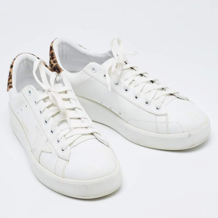 Pre Owned Golden Goose White Leather and Calf Hair PureStar Sneakers Size 41