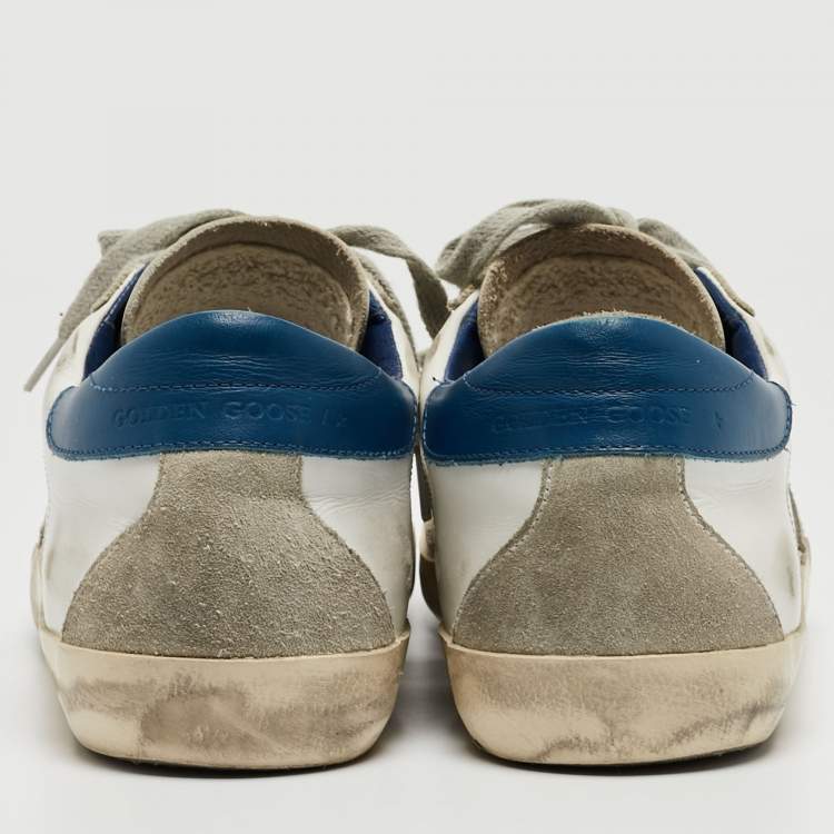 Pre Owned Golden Goose White/Grey Suede and Leather Super Star Sneakers Size 40