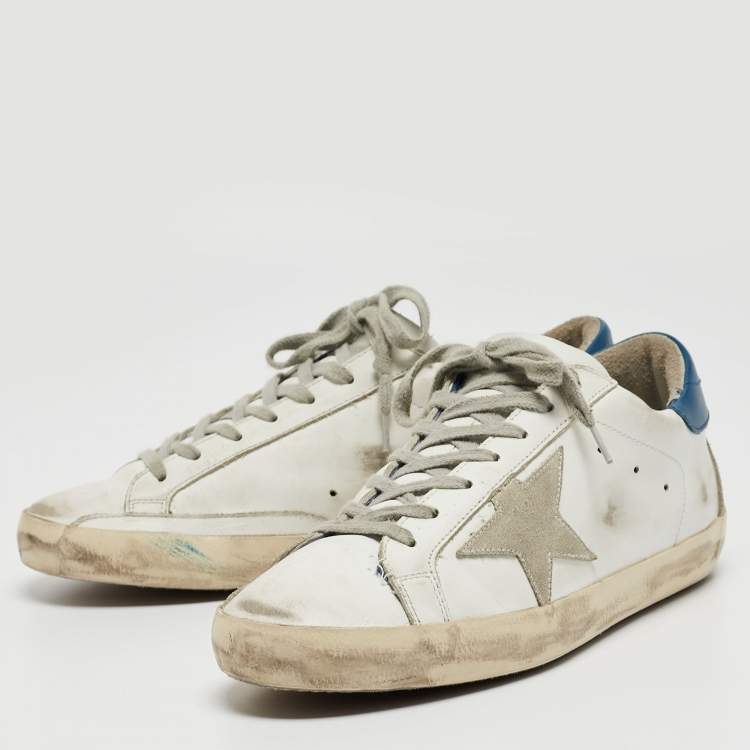 Pre Owned Golden Goose White/Grey Suede and Leather Super Star Sneakers Size 40