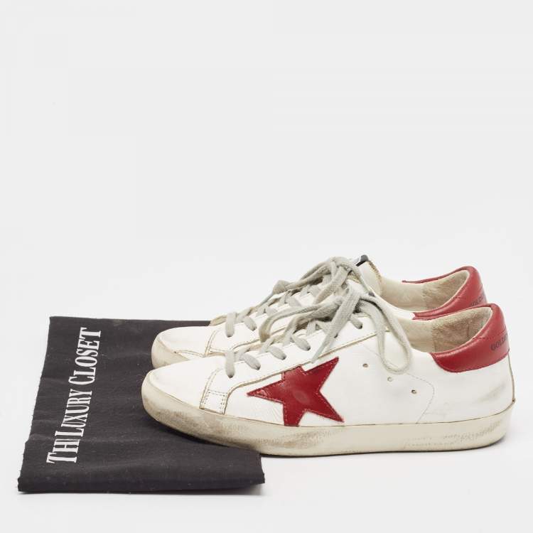 Pre Owned Golden Goose White Leather Super Star  Low Top Sneakers Size 35