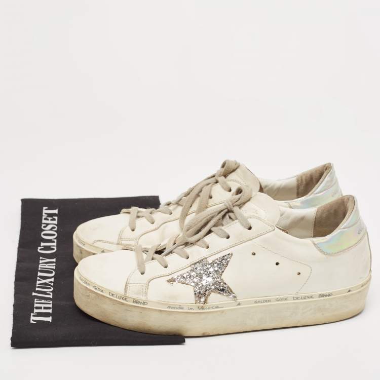 Pre Owned Golden Goose White Leather Hi Star Low Top Sneakers Size 38
