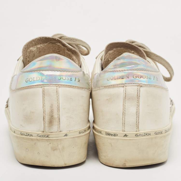 Pre Owned Golden Goose White Leather Hi Star Low Top Sneakers Size 38