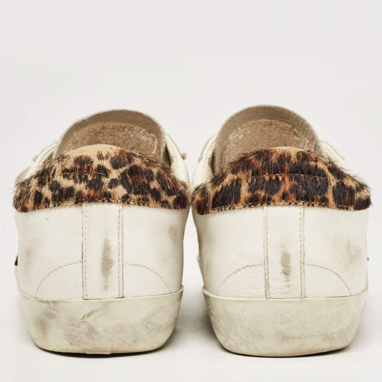 Pre Owned Golden Goose White/Grey Leather and Suede Old School Sneakers Size 37