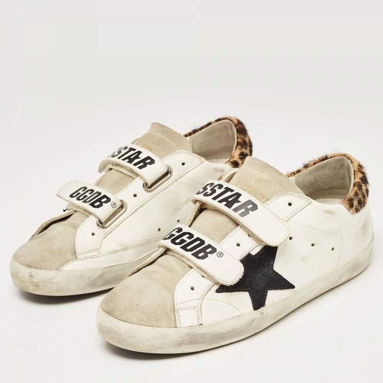 Golden Goose White/Grey Leather and Suede Old School Sneakers Size ...