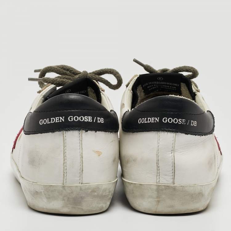 Pre Owned Golden Goose White/Black Leather and Suede Superstar Sneakers Size 40