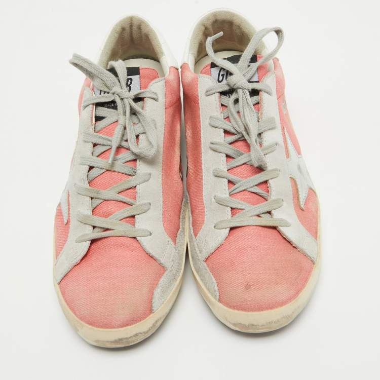 Pre Owned Golden Goose Pink Canvas Superstar Sneakers Size 39