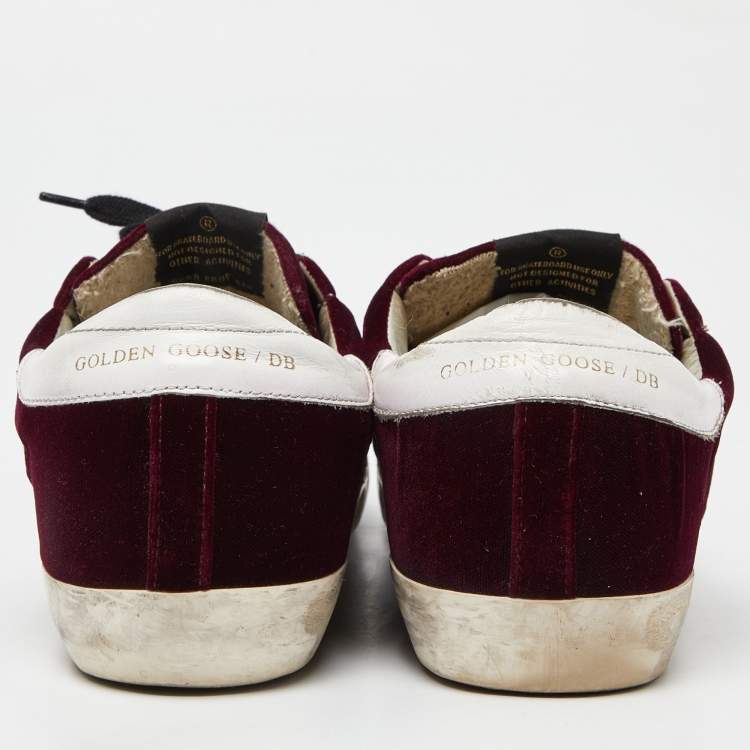 Pre Owned Golden Goose Burgundy Velvet  Superstar Sneakers Size 39
