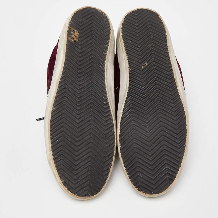 Pre Owned Golden Goose Burgundy Velvet  Superstar Sneakers Size 39